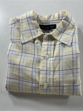 Brooks Brothers 100% Pure Irish Linen Long Sleeved Button Down Shirt Size Large